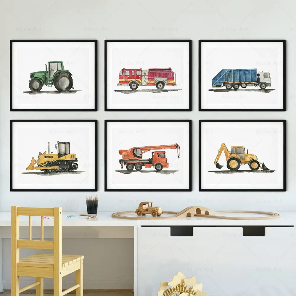 Photography Architecture - Watercolor Child Toy Car Poster Construction