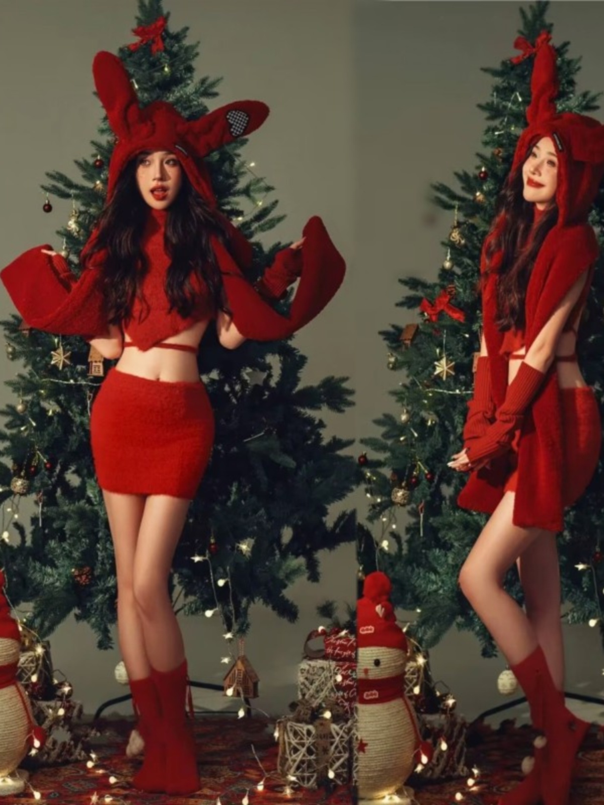 Photography Of The Year - Christmas Theme Sweater Sweetheart Girl Rabbit